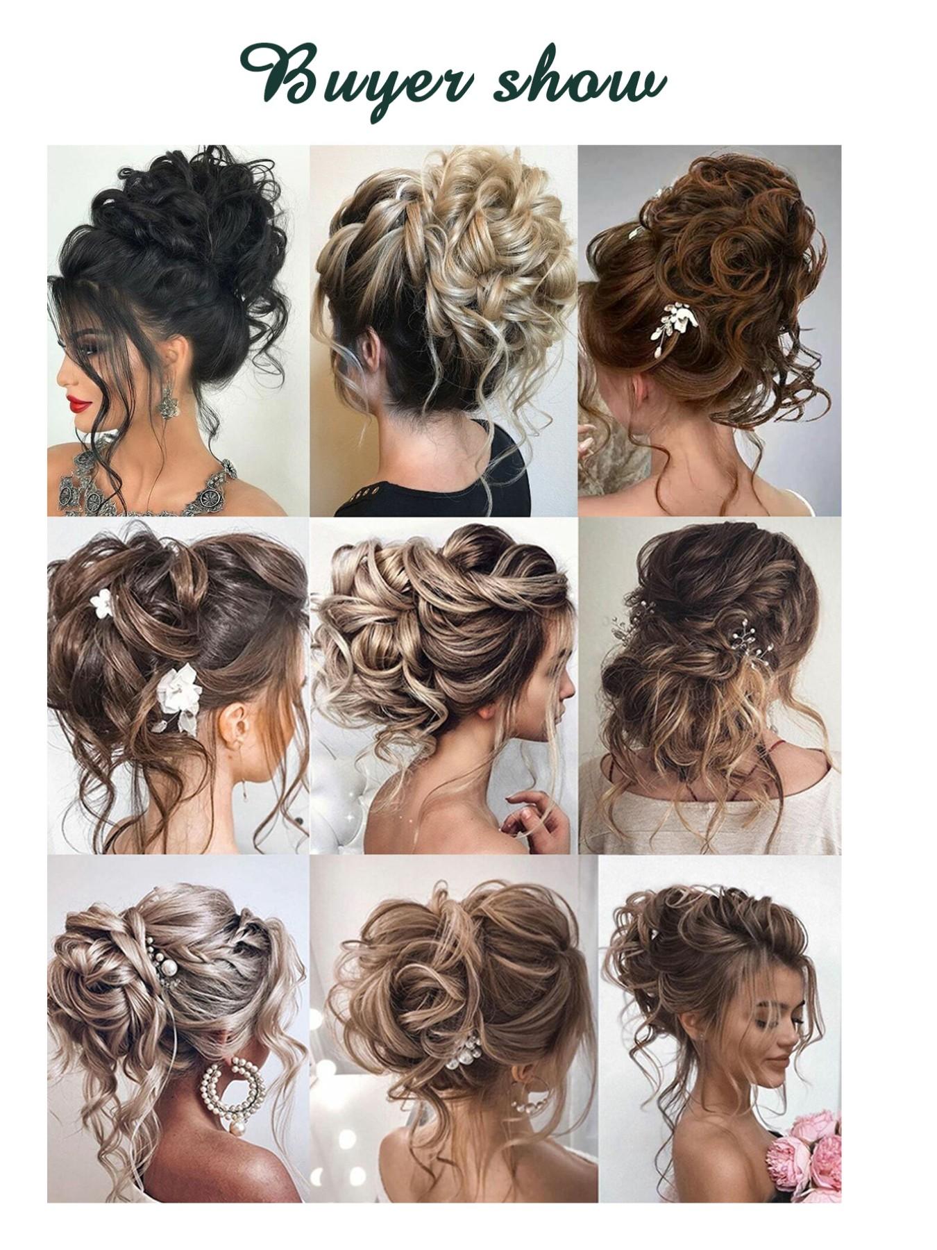 10 INCH Messy Bun Synthetic Extension Hair Piece Tousled Updo Hair Buns Extension Elastic Hair Band Hair Pieces Synthetic Curly Hair Bun Scrunchie Wavy Synthetic Hair For Women Girls