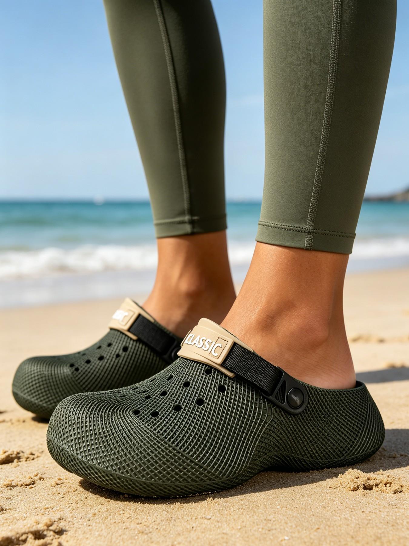 High-Quality Textured Eva Sandals, Arch Support, 6 Color Options, Striped Design, Breathable, Adjustable Back Strap, Unisex, All Seasons, Summer Slippers