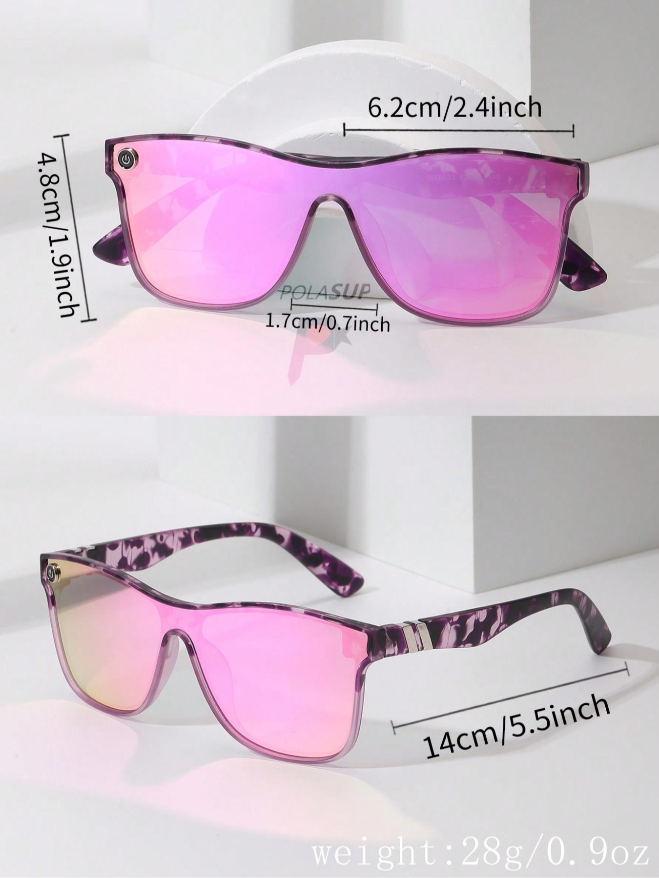 Women's Streamlined Windshield Sunglasses Button Accessories, Decorative Dual Rod Metal Decoration, Summer Gradient Color Reflective Film Eyewear