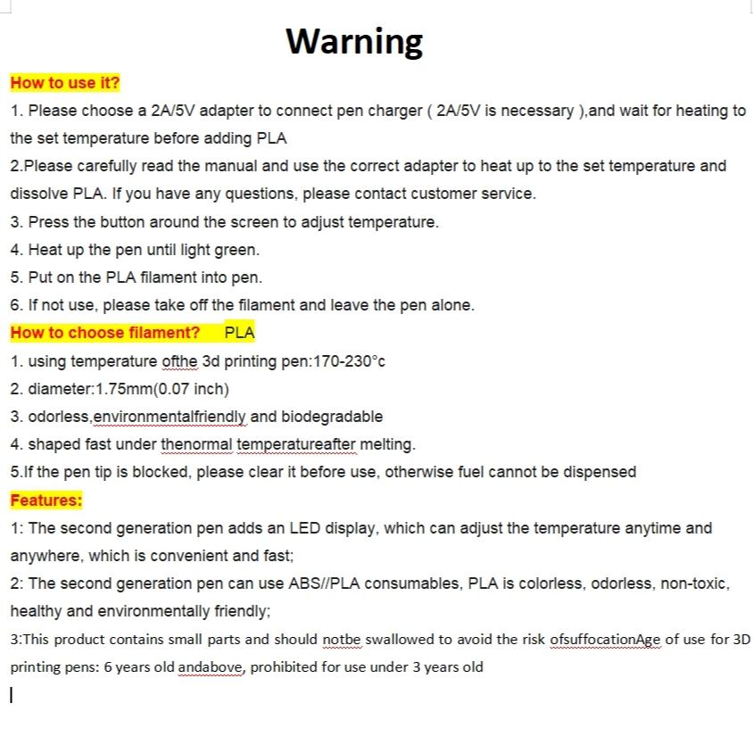 3D Printing Pen Set, 1 Set 3D Painting Pen with 10m PLA Filament, DIY Art & Painting Project, Creative Stereoscopic Graffiti Tool