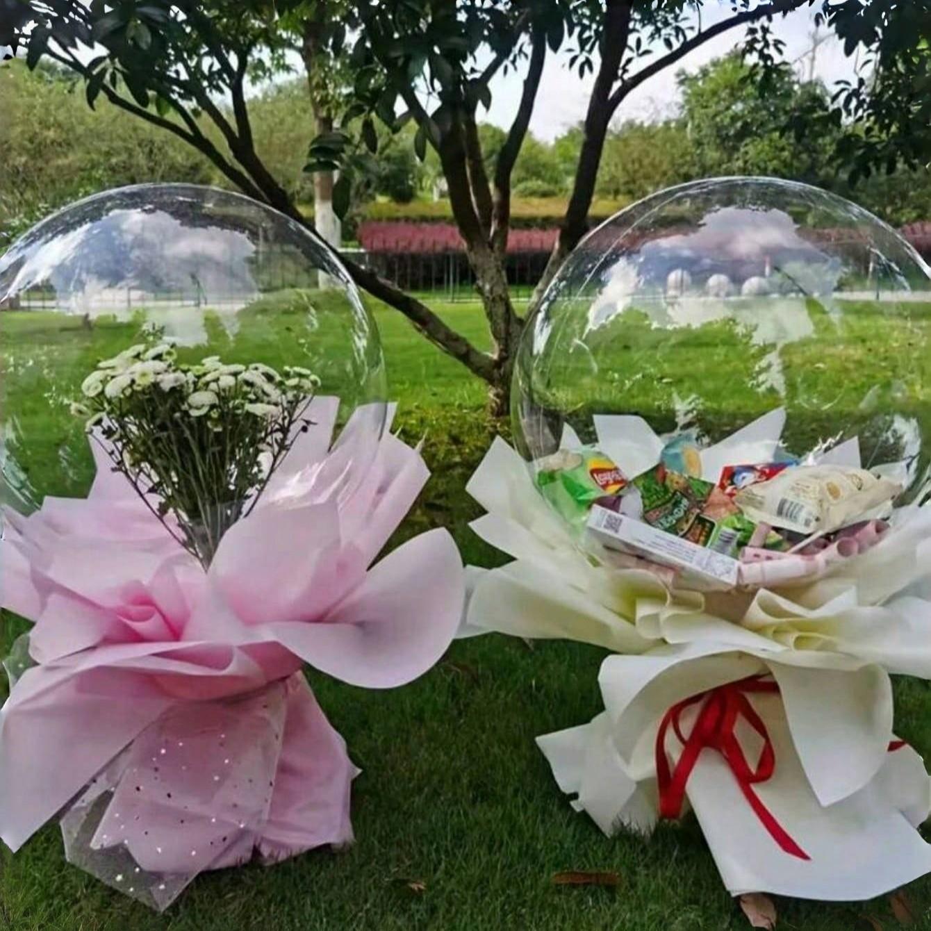 5/10pcs 30 Inch Jumbo Bubble Balloon, Round Non-Stretch Double Nozzle, Perfect for Birthdays & Holidays, Ideal for Floral Snacks & Gifts
