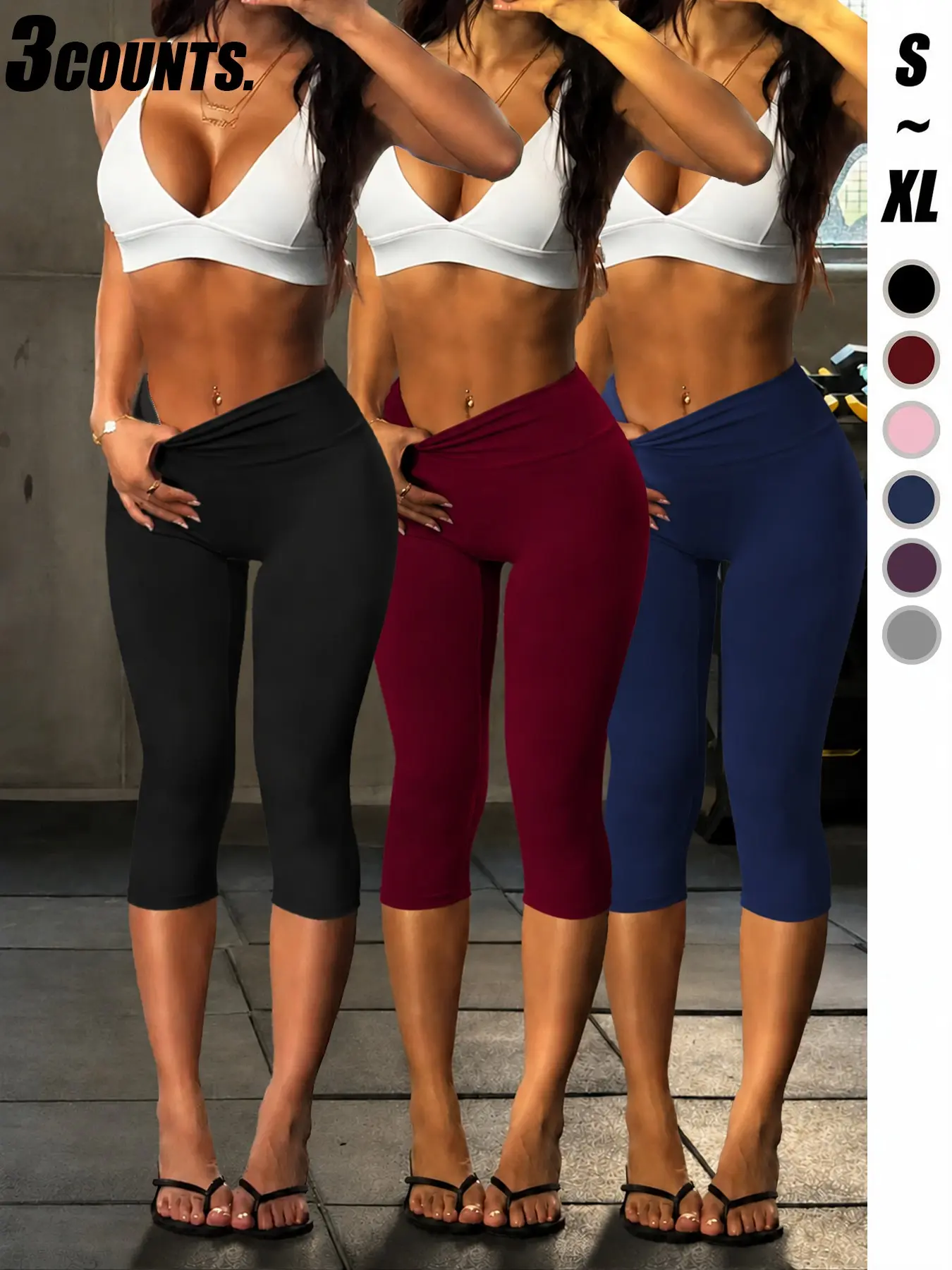 High-Waisted Yoga Capris, Tummy Control Butt Lifting Workout Pants, Breathable Stretch Sportswear, Women's Running Training Leggings