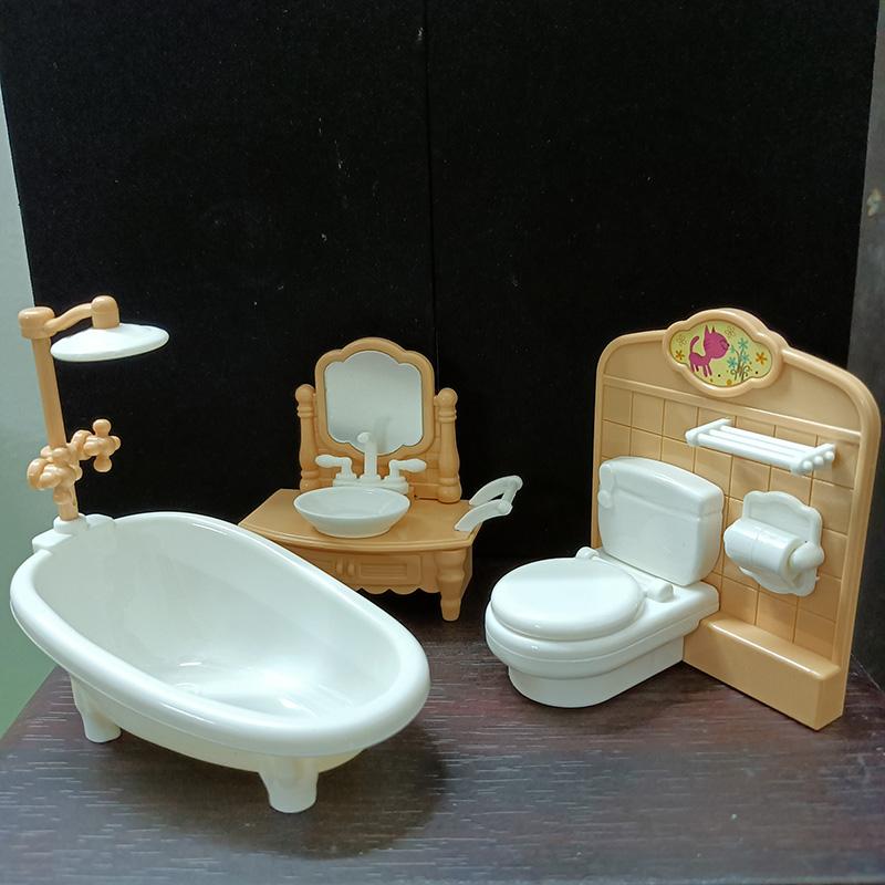Miniature Dollhouse Furniture Set, Kitchen Living Room Bedroom Bathroom Bed Sofa Bathtub, Realistic Mini Dollhouse Accessories