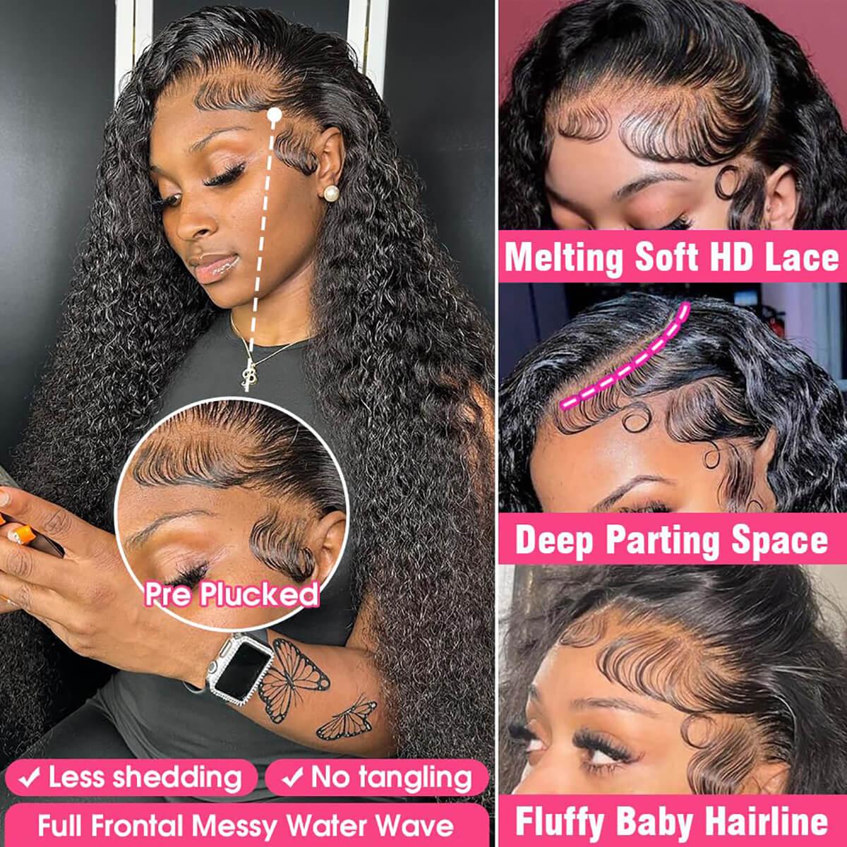 34 inch 36 inch 13x6 Deep Wave Lace Front Wigs Human Hair  display picture 1