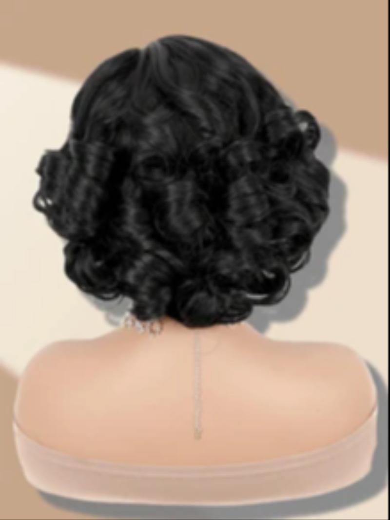 Women's Short Curly Bob Wig, Large Curl Puffy Wave Side Part Synthetic Hair, Natural Look Daily Wear, Easy Maintenance & Stylish Design