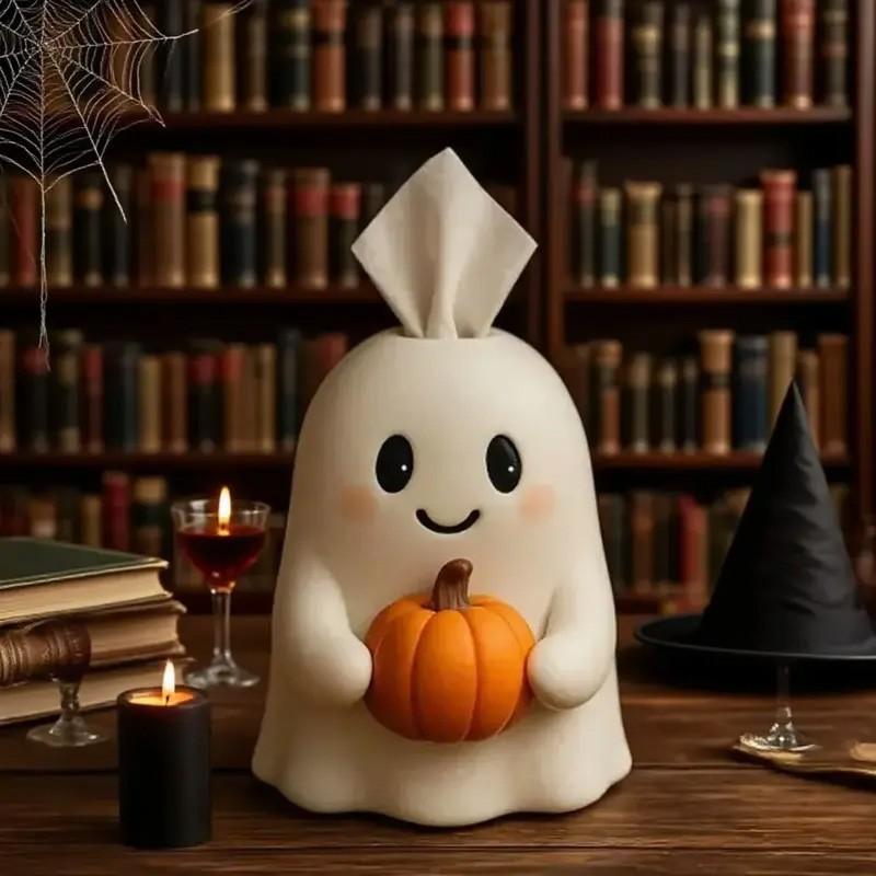 ⚠️ Size Check | Cute Ghost Tissue Box Cover | Halloween Room Decor | (TISSUES NOT INCLUDED)