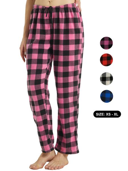 Women's Plaid Pyjama Bottoms Fleece Checked Pjs Pants Soft Drawstring Lounge Sleepwear for Ladies Women Sleep Bottoms for Fall & Winter Pajamas