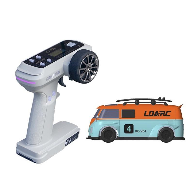 LDARC V64 Desktop Micro RC Car Classic Retro Mini Van 1:64 Scale Full Proportional Control Indoor Racing Toy for Hobbyists