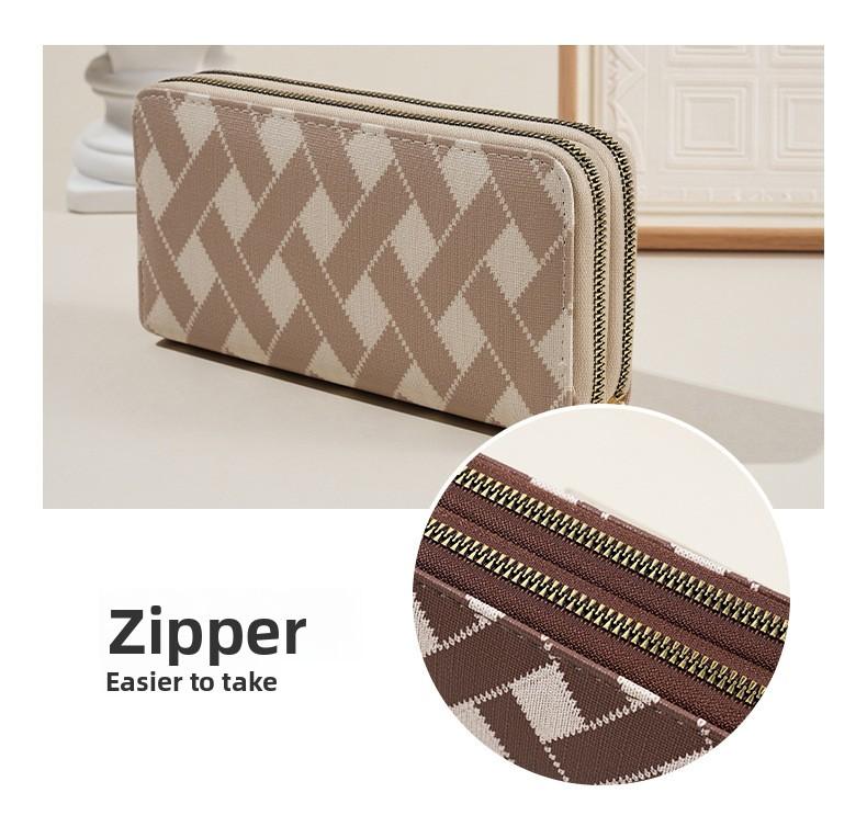 2026 New Women Wallet Korean Fashion Stripe Design Large Capacity Zipper Phone Purse with Multiple Card Slots and Coin Pocket