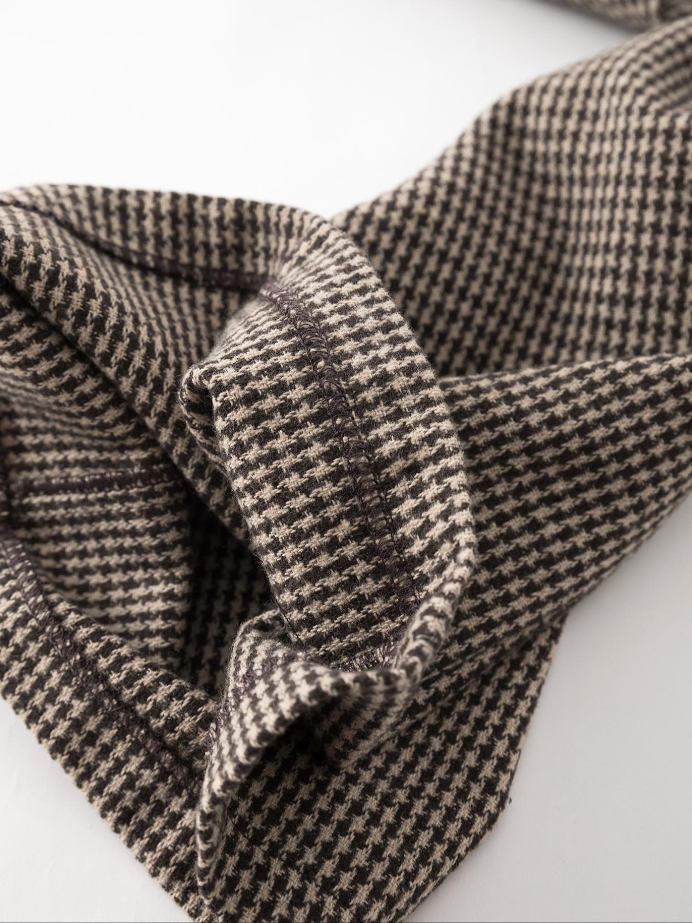 Women's autumn and winter thousand-bird pattern heavy-duty fabric pleated button elastic waist wide-leg trousers elegant split zipper work casual trousers suitable for any occasion autumn and winter essential women's trousers Casual Chic Bottoms