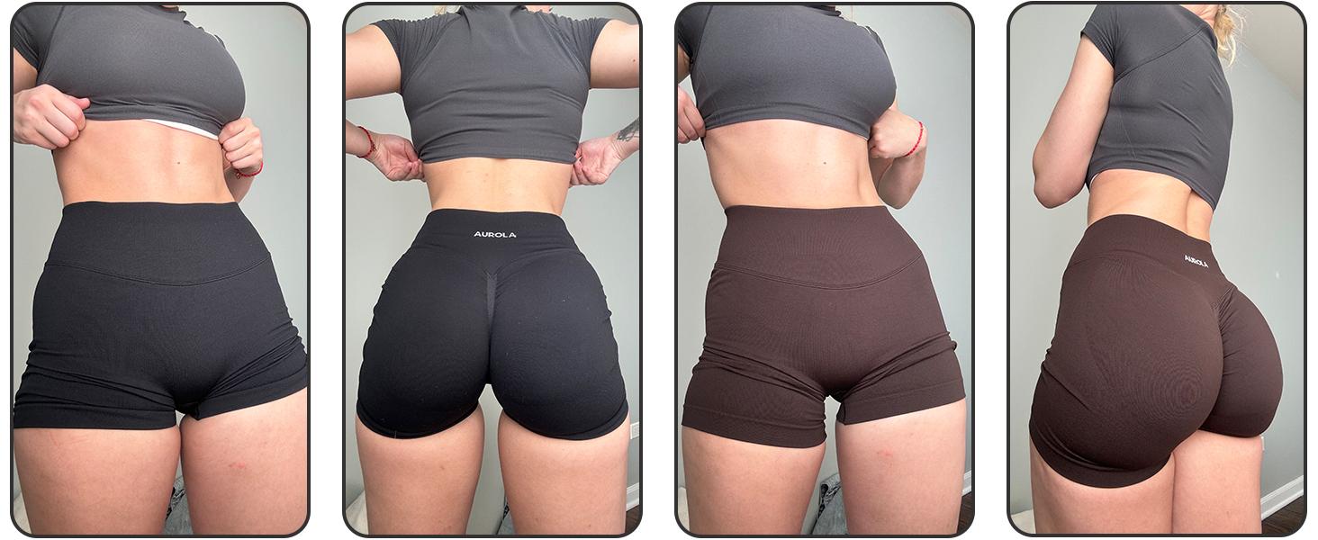 AUROLA Influence Collection Workout Shorts for Women,No Roll Up Squat Proof New Scrunch Seamless Compression Gym Short  2.5" Inseam SpringStatements