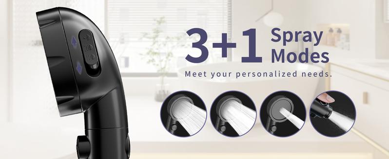 Sink Hose Attachment for Faucet with 5 Adapters, Tub Faucet Sprayer Attachment, 3 Spray Modes Shower Head with ON/OFF Button, Filtered Shower Sprayer Attachment for Tub Faucet