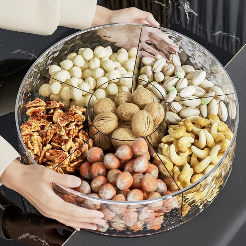 Sealed Divided Dried Fruit Tray, Light Luxury Snack Storage Box, Premium Fruit Plate for Home Coffee Table