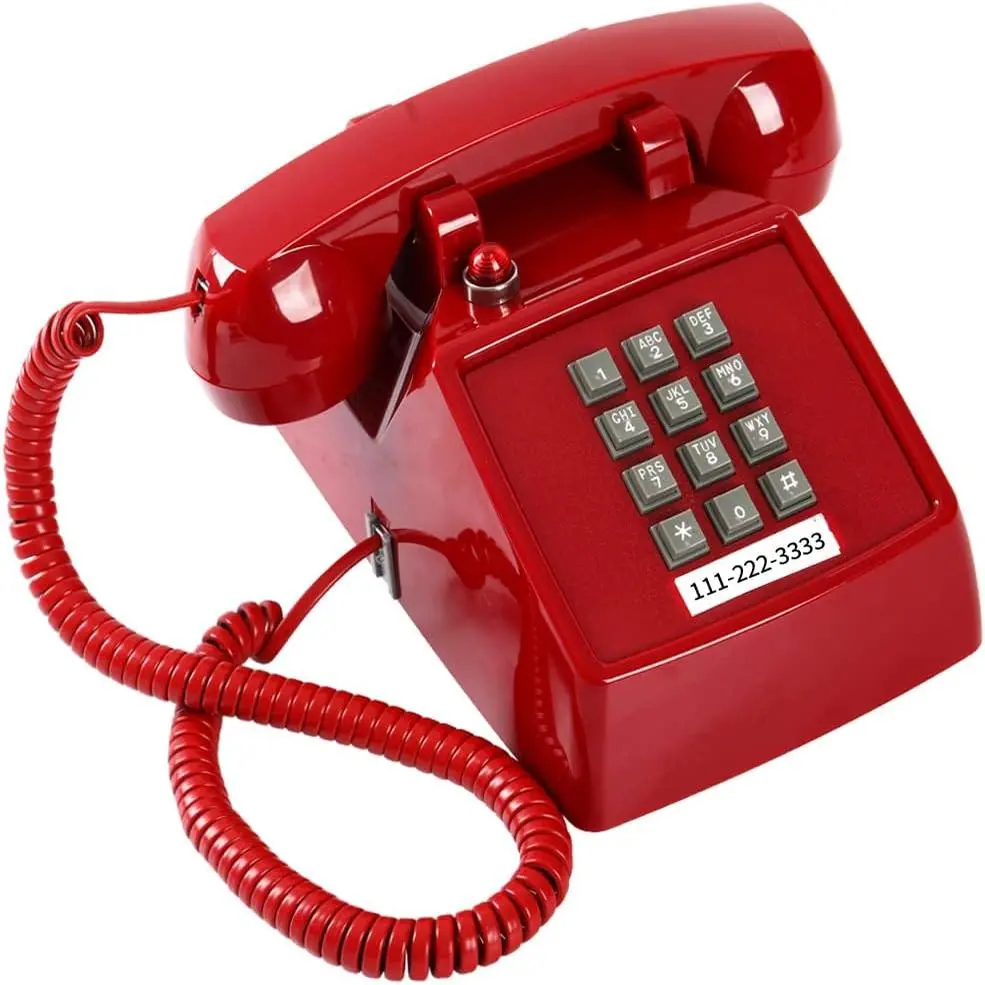 Red Landline Phone, Retro Corded Telephone Ringing Indicator, Classic 2500 Desk Phone, Vintage Corded Desk Telephone Large Button, Old Red Telephone Landline for School,Home