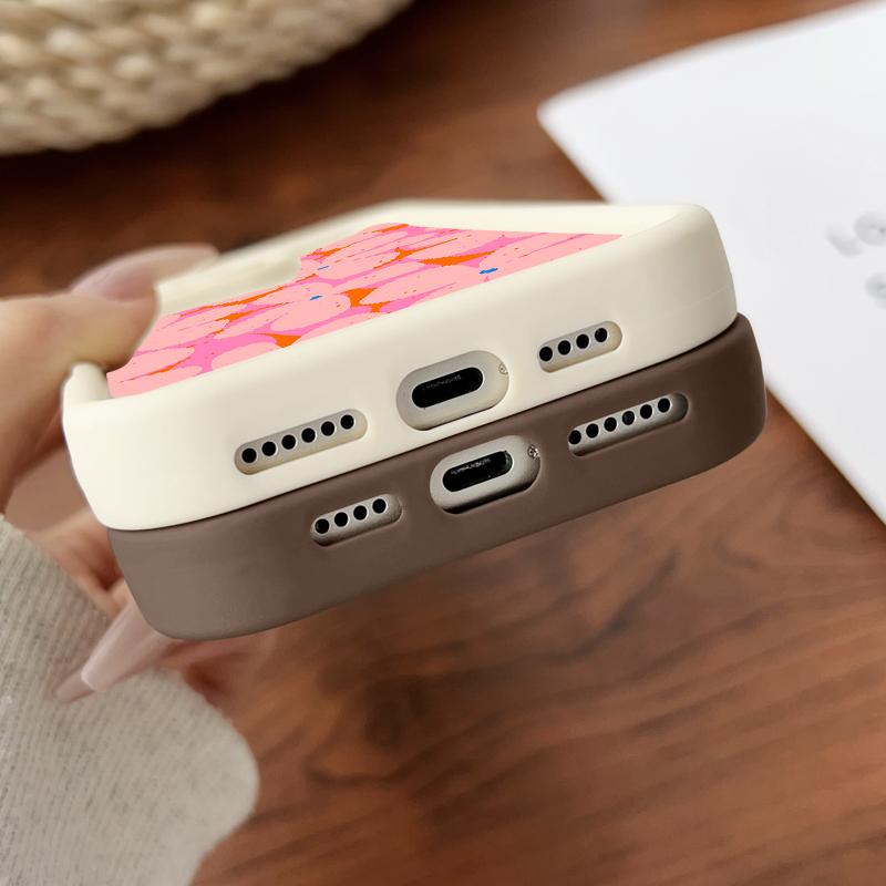 Softcase for iPhone11/12/13/14/15/16/17/promax/x/xs/xr/xsmax CaseRetro Pink Floral Anti-Fall Shockproof Protective Slim Cover