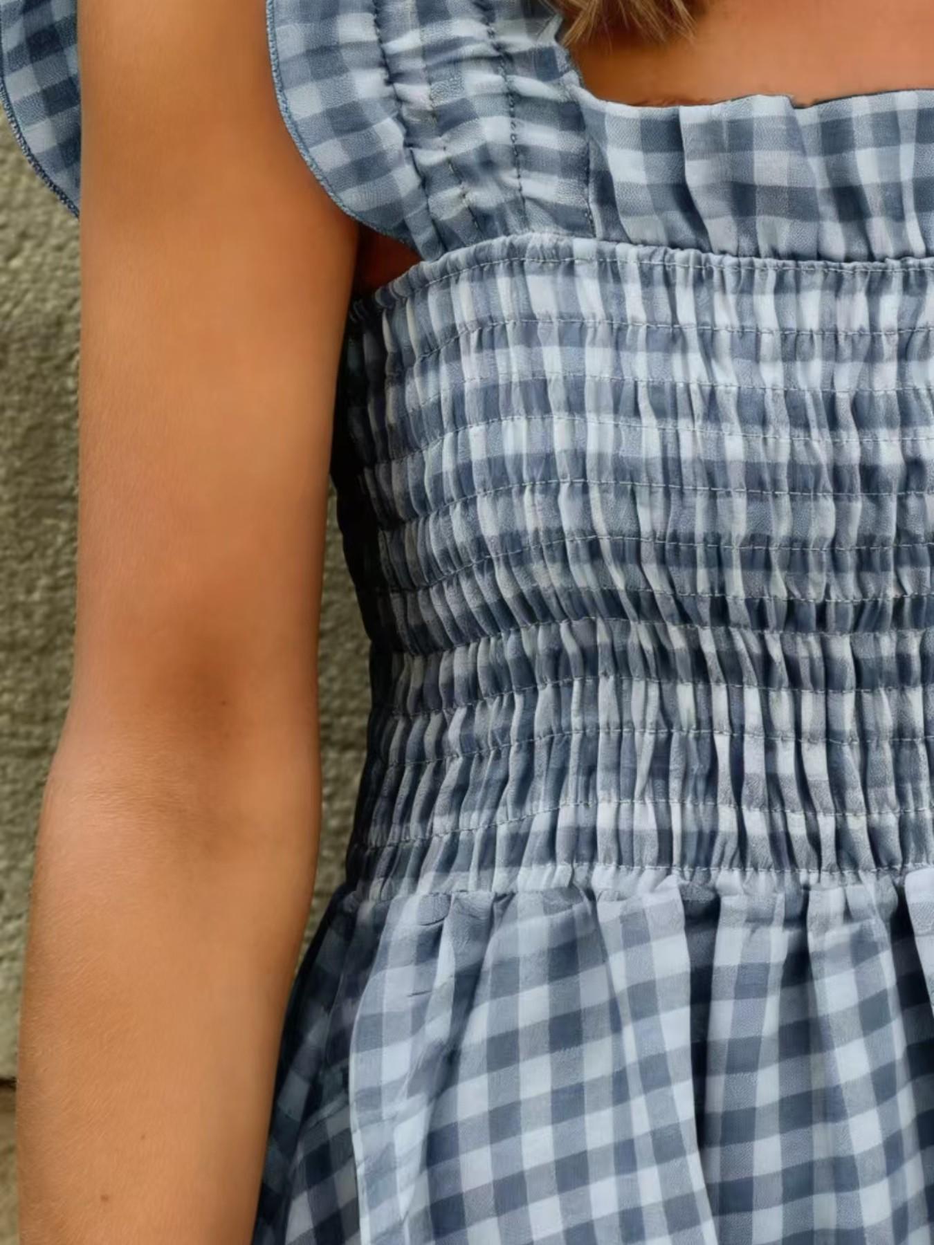 Summer Elegant Women's Patchwork Plaid Halter Tie Waist Maxi Dress, Stylish Summer, Perfect for Casual & Special Occasions