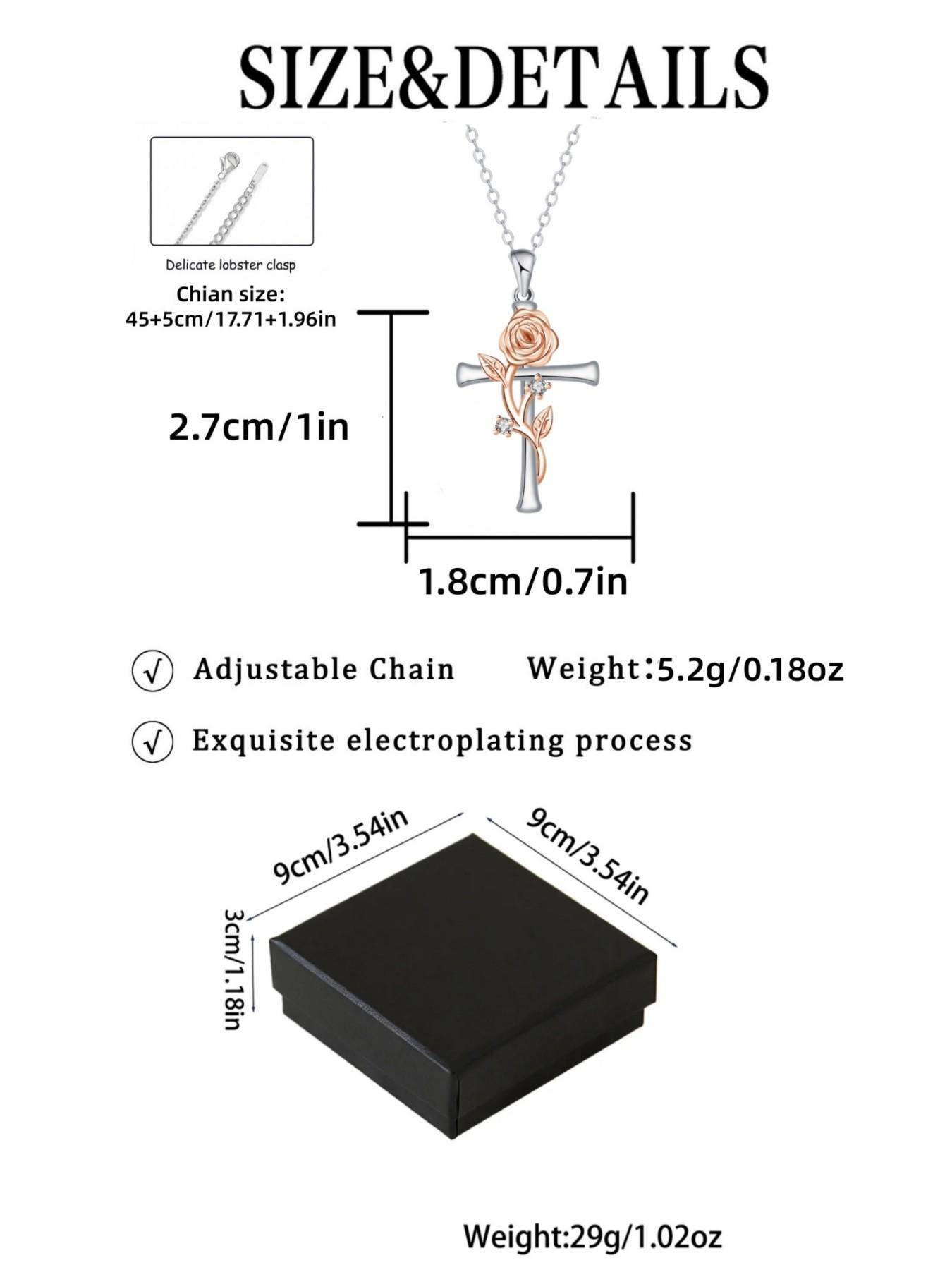 Blazing Rose Vow · Silver Rose Premium and stylish rose & cross necklace, elegant and fashionable.Comes with a card for mom or daughter.Perfect mysterious gift for festivals, great gift for daughter and ideal for Mother's Day.