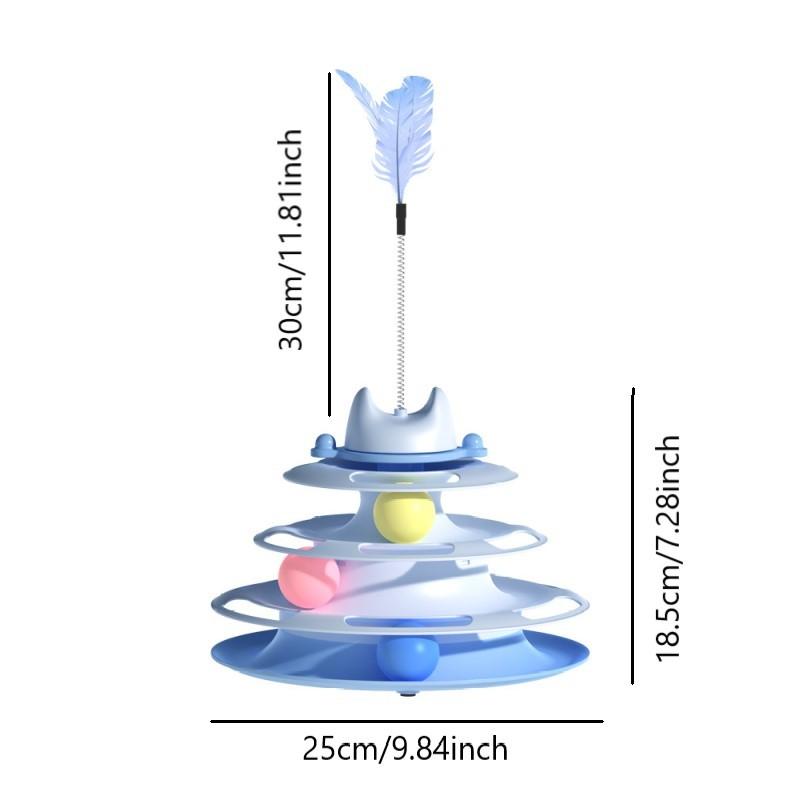 Three-Layer Cat Turntable Toy, Indoor Cat Educational Game Track Tower, Interactive Ball Toy, Three-Color Exercise Game