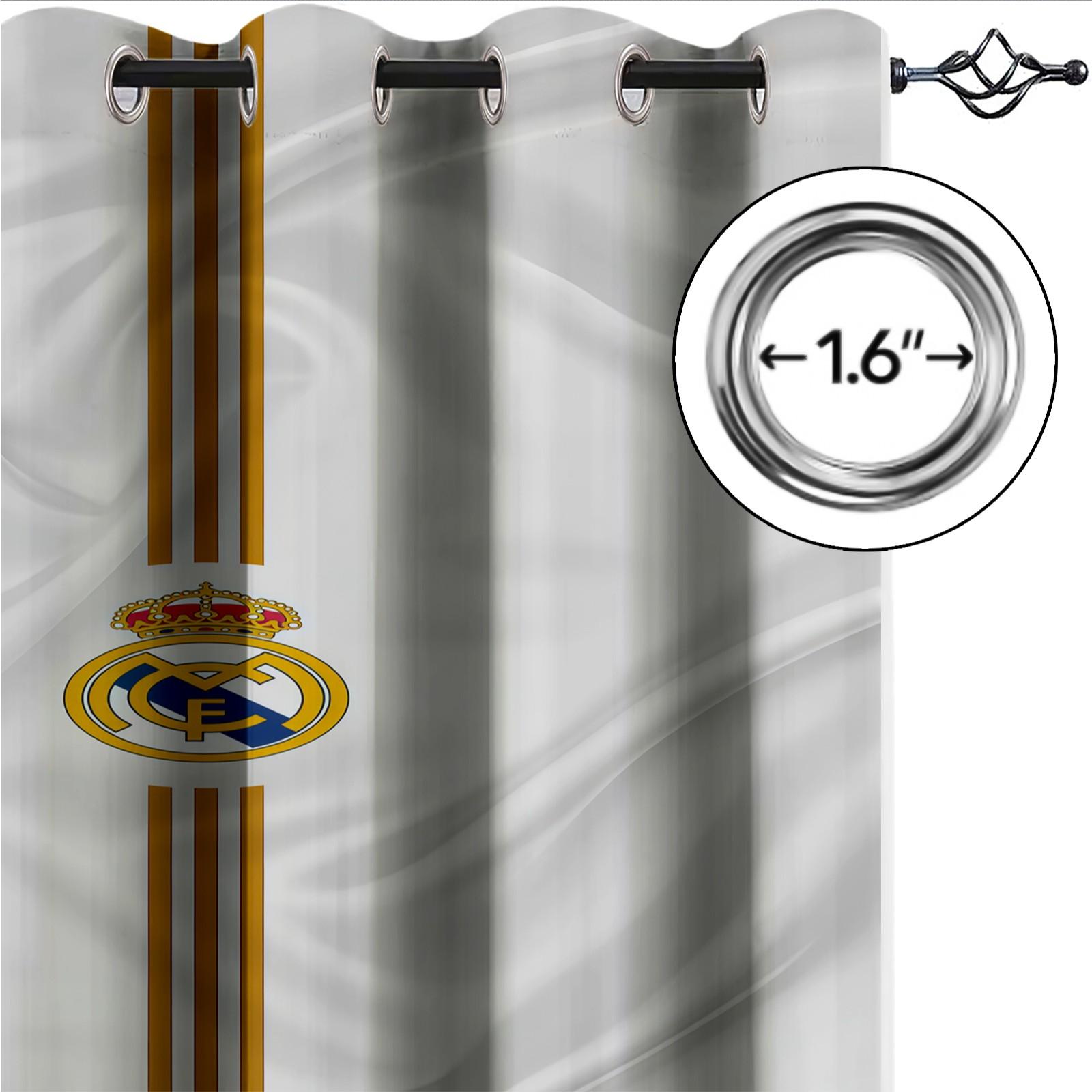 Real Madrid Themed Curtain Set, 2-Piece Set, Suitable For Living Room, Balcony, And Bedroom Windows, Perfect Home Seasonal And Festive Room Decoration