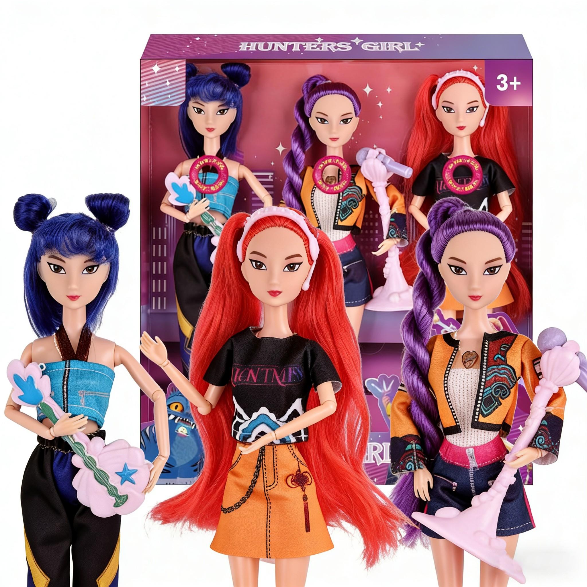 Fashion Girl Group Doll with Musical Instrument Accessories, 11.5 Inch Jointed Doll Gift, Christmas Present, Birthday Gift