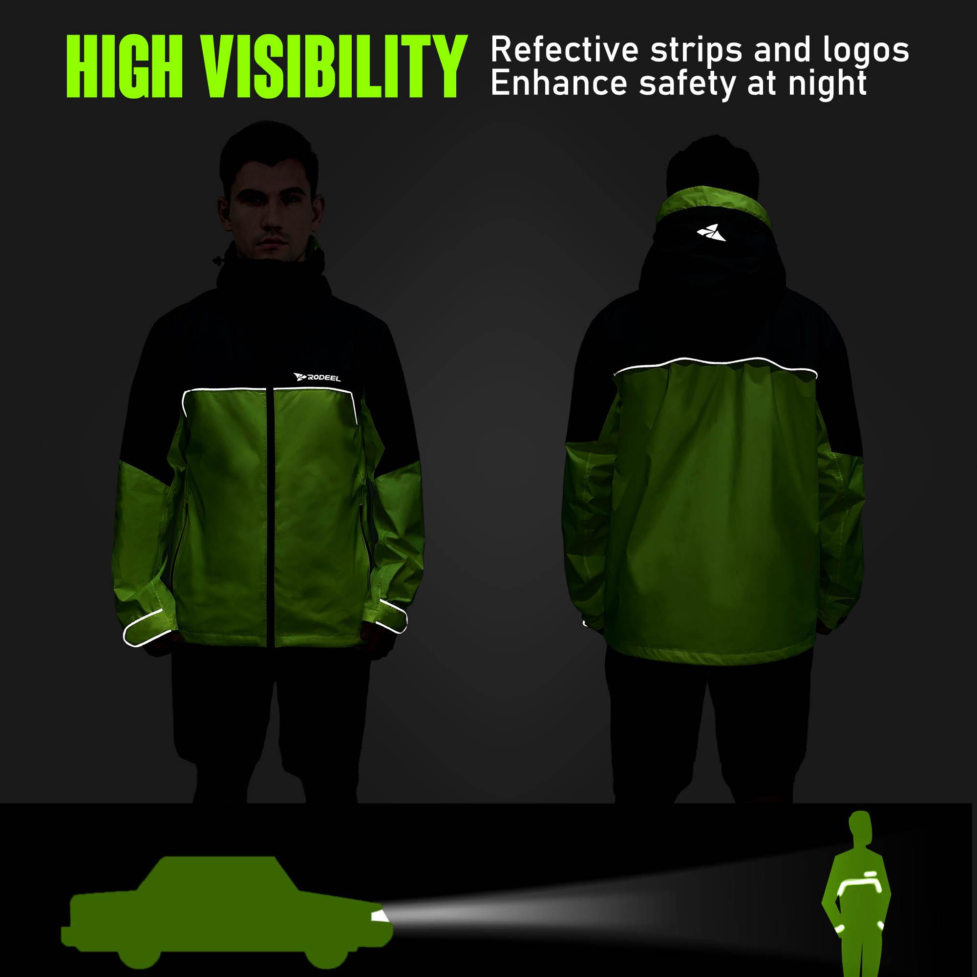 【RODEEL】710 Waterproof Jacket with Storage Pouch Men High Visibility Lightweight Breathable Hooded Rainwear Durable Rain Coat Weatherproof Windbreaker For Outdoor Sports Hiking Camping Fishing Boating Construction Landscaping Gardening, Holiday Gift 【RODEEL】710 Waterproof Jacket with Storage Pouch Men High Visibility Lightweight Breathable Hooded Rainwear Durable Rain Coat Weatherproof Windbreaker For Outdoor Sports Hiking Camping Fishing Boating Construction Landscaping Gardening, Holiday Gift