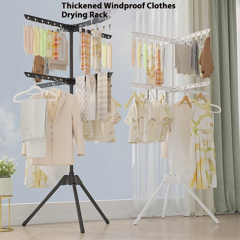 Space-Saving Foldable Tripod Clothes Drying Rack with 24 Clips, Ideal for Indoor, Poolside, RV Travel, Compact Laundry Stand, Lightweight Portability