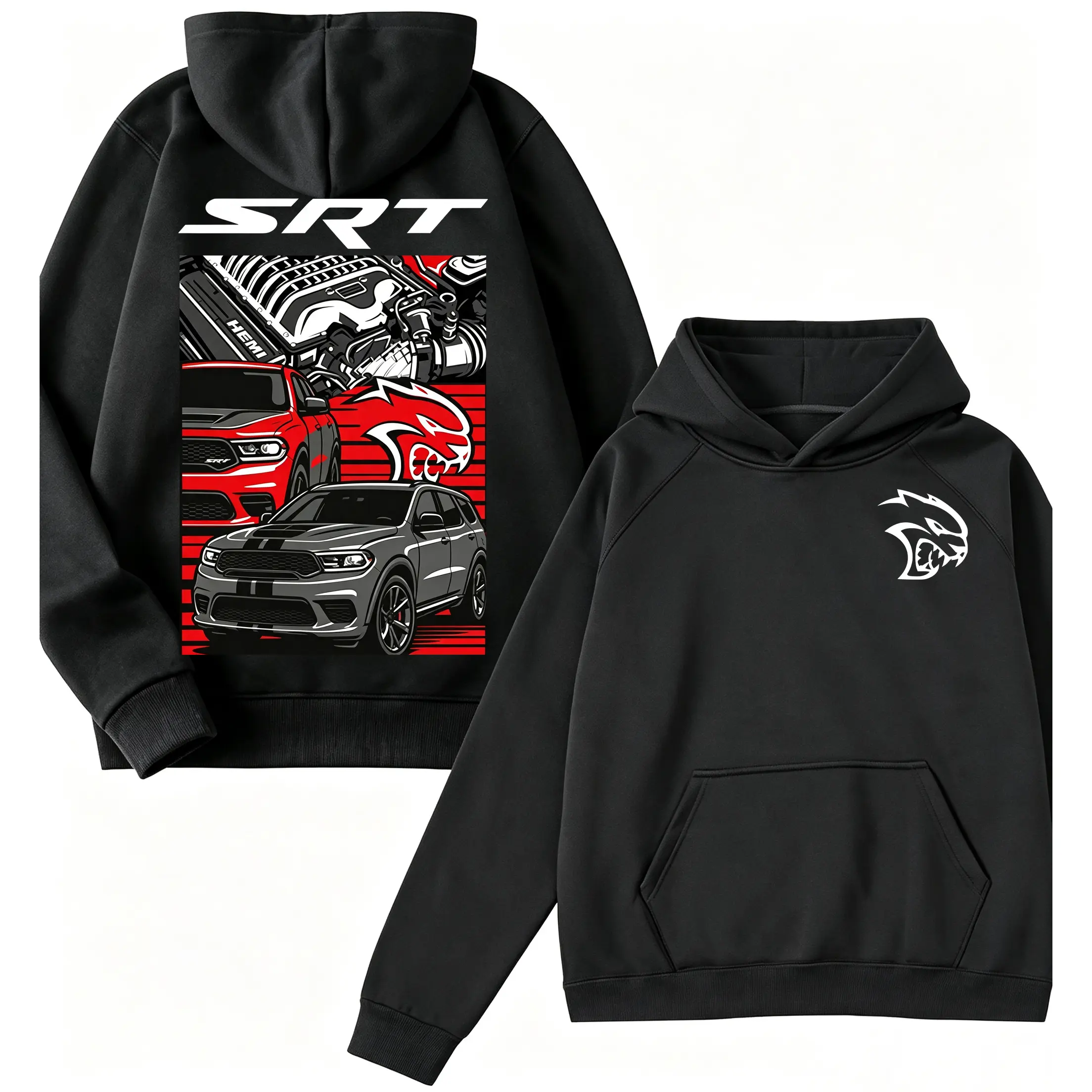 ? ? Durango SRT Hellcat Red Hoodie – Dodge Muscle SUV Graphic Hoodie, HEMI Engine Power Streetwear Shirt, Car Lover Gift Top Menswear Car Enthusiast Gift For Men, Father's Day