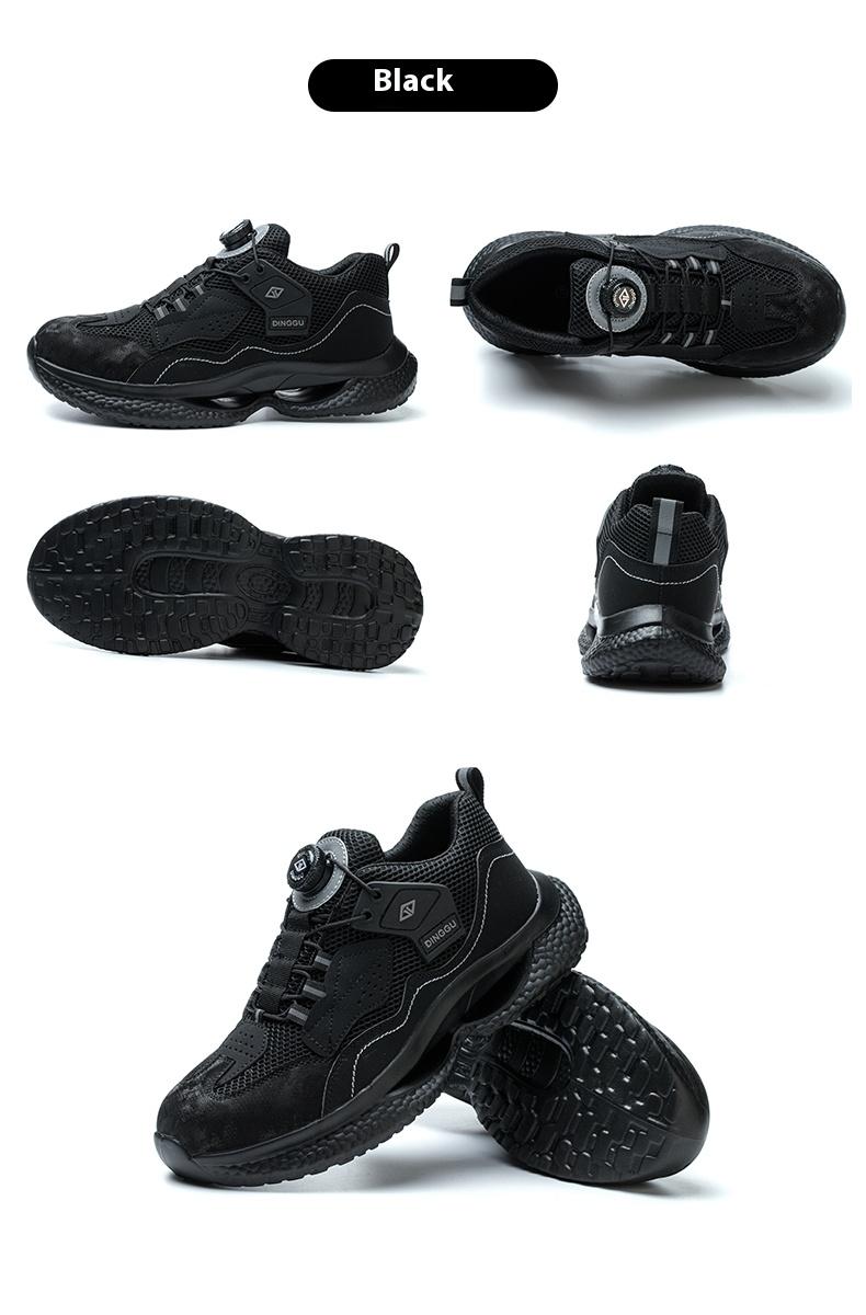 Steel Toe Men's Work Sneakers with Breathable Mesh - Anti-Slip, Durable, Casual Striped Design, Elastic Closure and Non-Slip EVA Sole,FathersDayGift