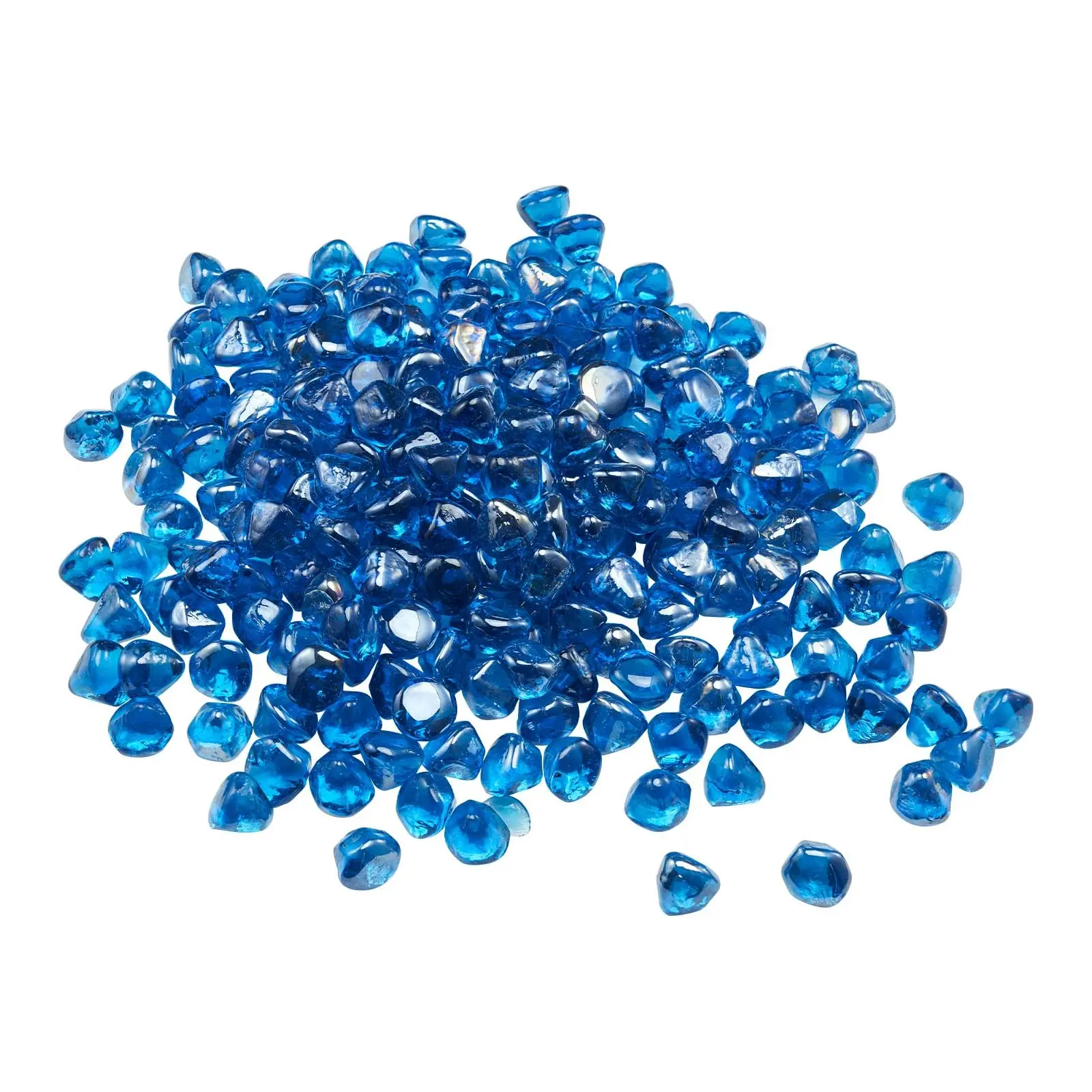 VEVOR Fire Glass, 10LBS/ 4.5KG High-Temperature Resistant Fireplace Rocks, 1 Inch/ 25.4 mm Reflective Firepit Glass Diamond Beads, High Luster Stone Landscaping for Fire Pit Table, Caribbean Blue