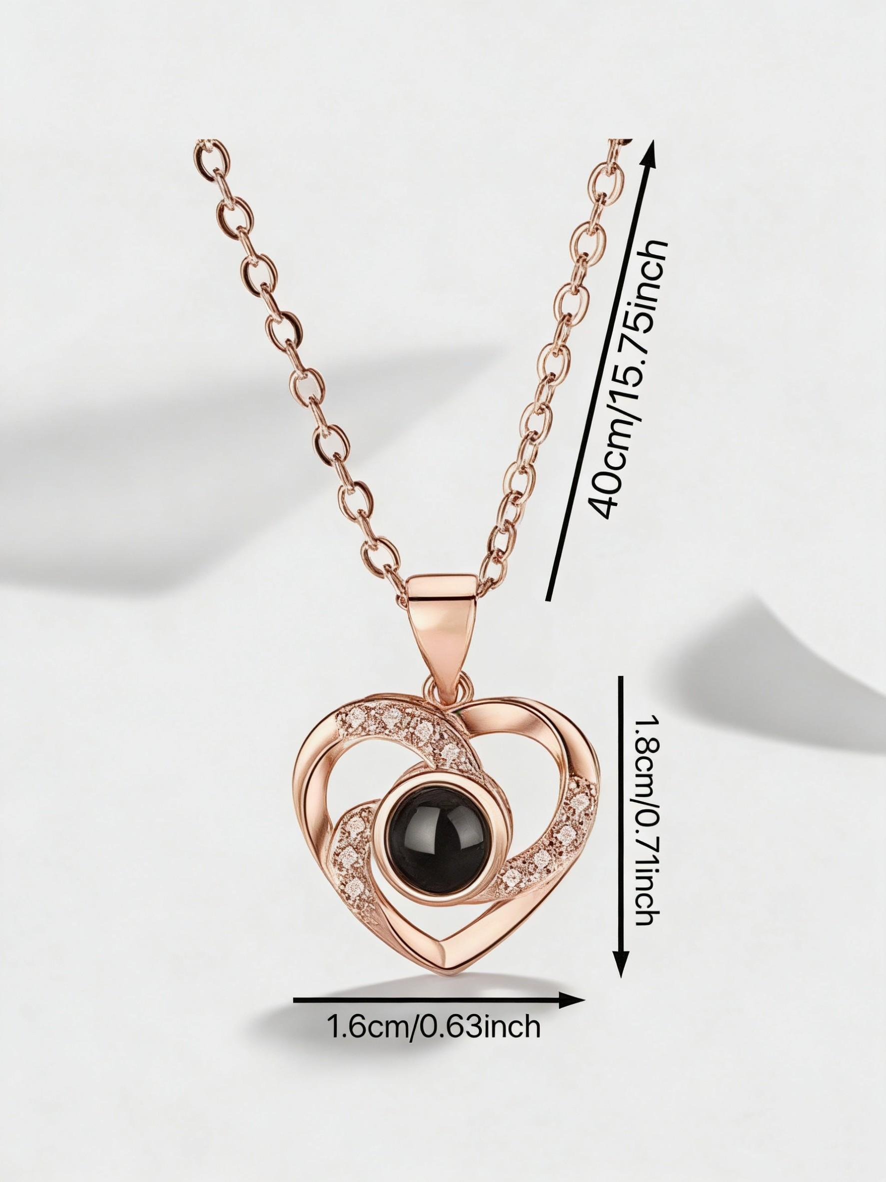 Heart Projection Necklace, 100 Languages, Mother's Day Gift, Eternal Rose Bouquet, Foam Flower Bear Box, Valentine's Day Present