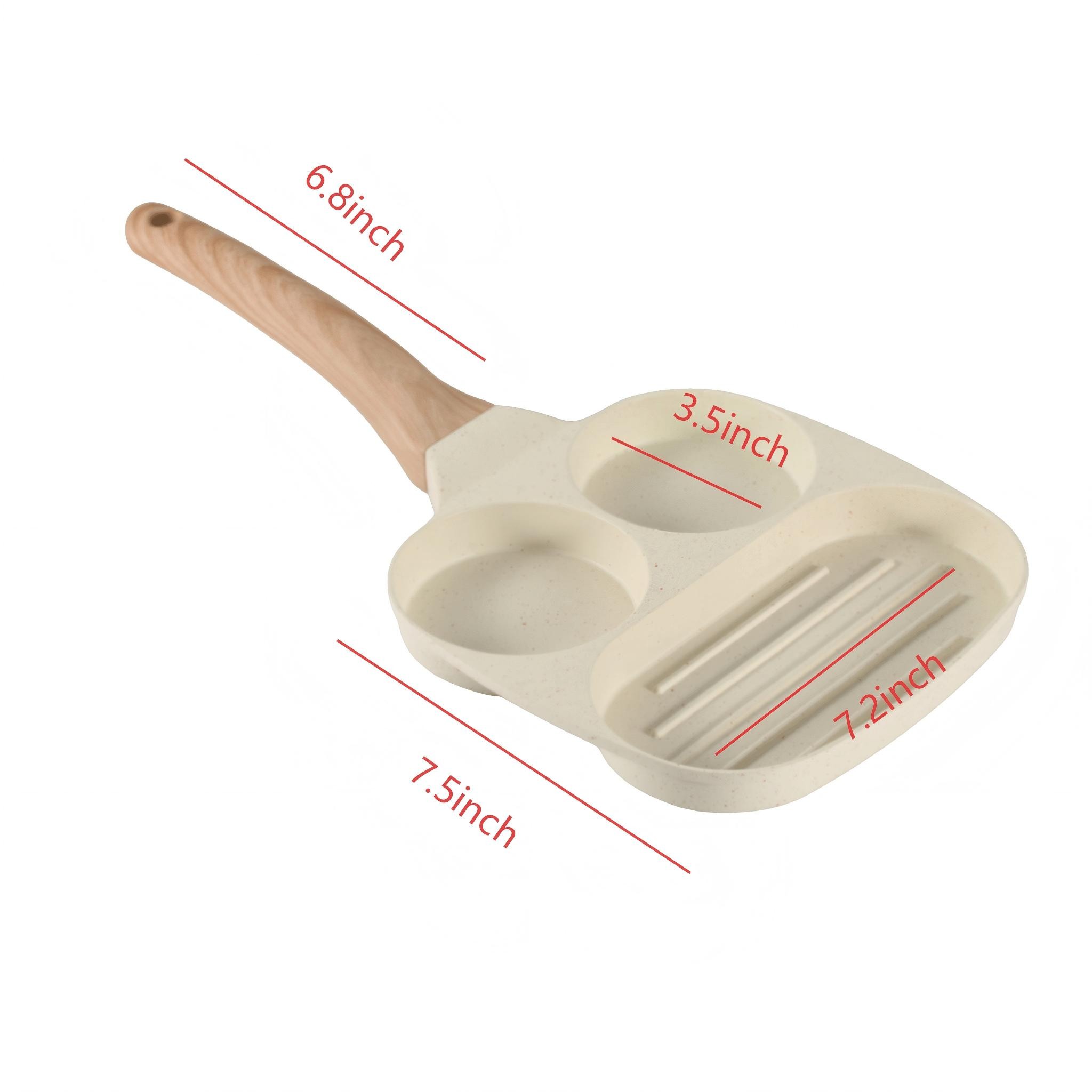 Non-Stick Egg Cooker with 4 Holes, Small Breakfast Pancake Pan, Kitchen Utensil for Gas and Electric Stoves, Handle Included