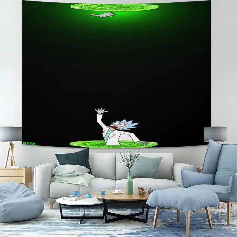Rick and Morty Pattern Durable Decorative Tapestry for Home Decor, Stylish Room Flag, Unique Wall Art for Living Room and Bedroom, Gift for Kids and Teens