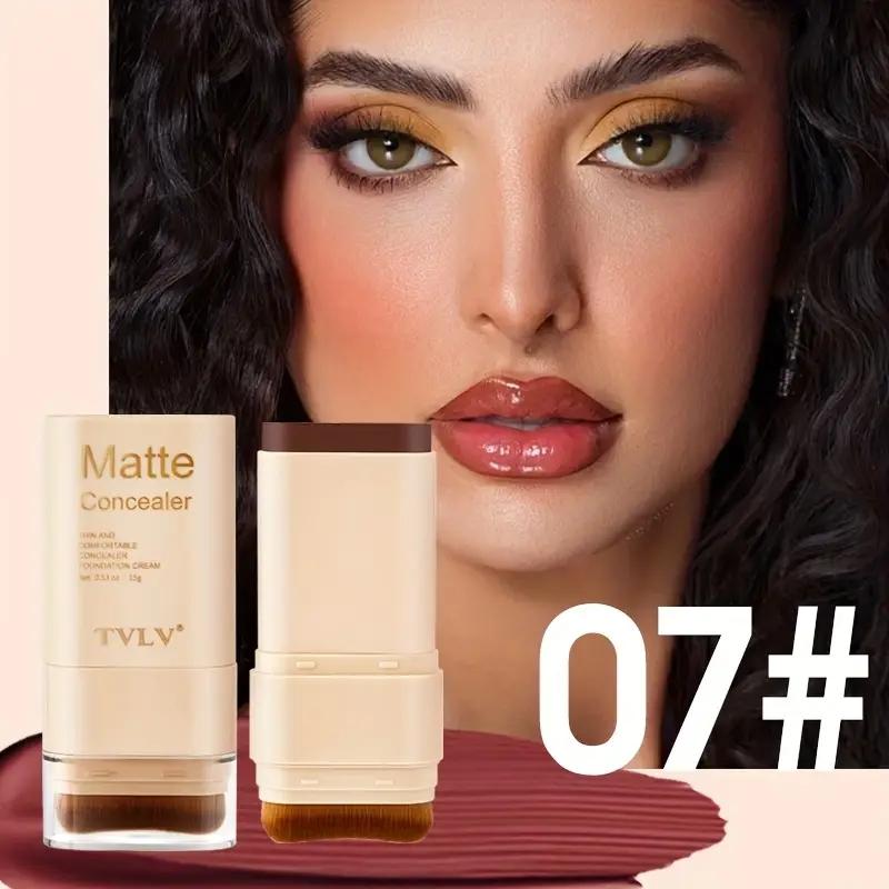 2-In-1 Foundation Concealer Stick, Long-Lasting Waterproof Matte Effect, Flawless Complexion, Internal Brush Head, Full Coverage Creamy Texture, Multi-Tones Available