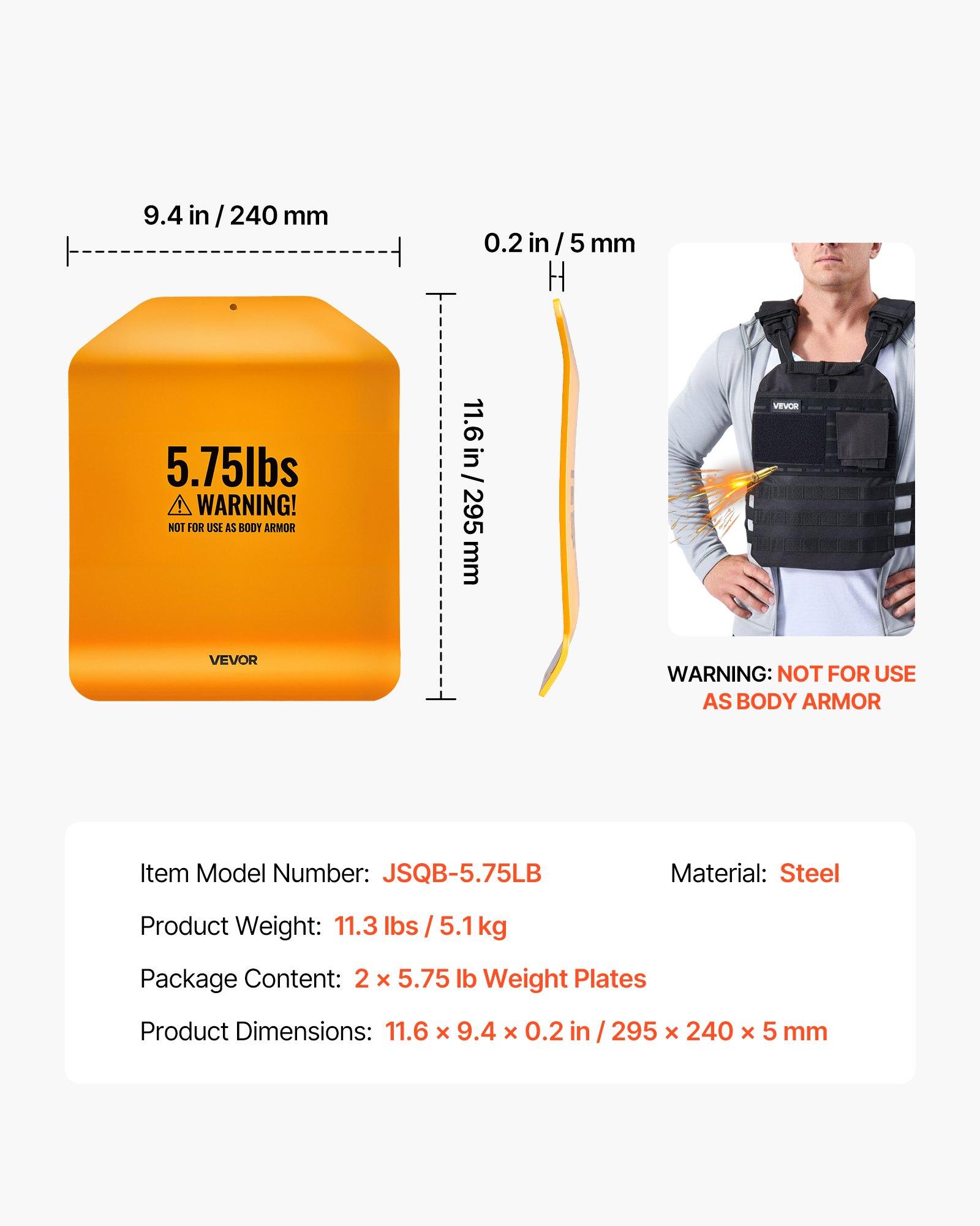 VEVOR Curved Weight Vest Plates, 5.75 LB Pairs, Premium Steel Tactical Weighted Plates for Vest, Ergonomic Design, for Strength Endurance Training, Running, Jogging, Fitness, Heavy Workouts VEVOR Curved Weight Vest Plates, 5.75 LB Pairs, Premium Steel Tactical Weighted Plates for Vest, Ergonomic Design, for Strength Endurance Training, Running, Jogging, Fitness, Heavy Workouts