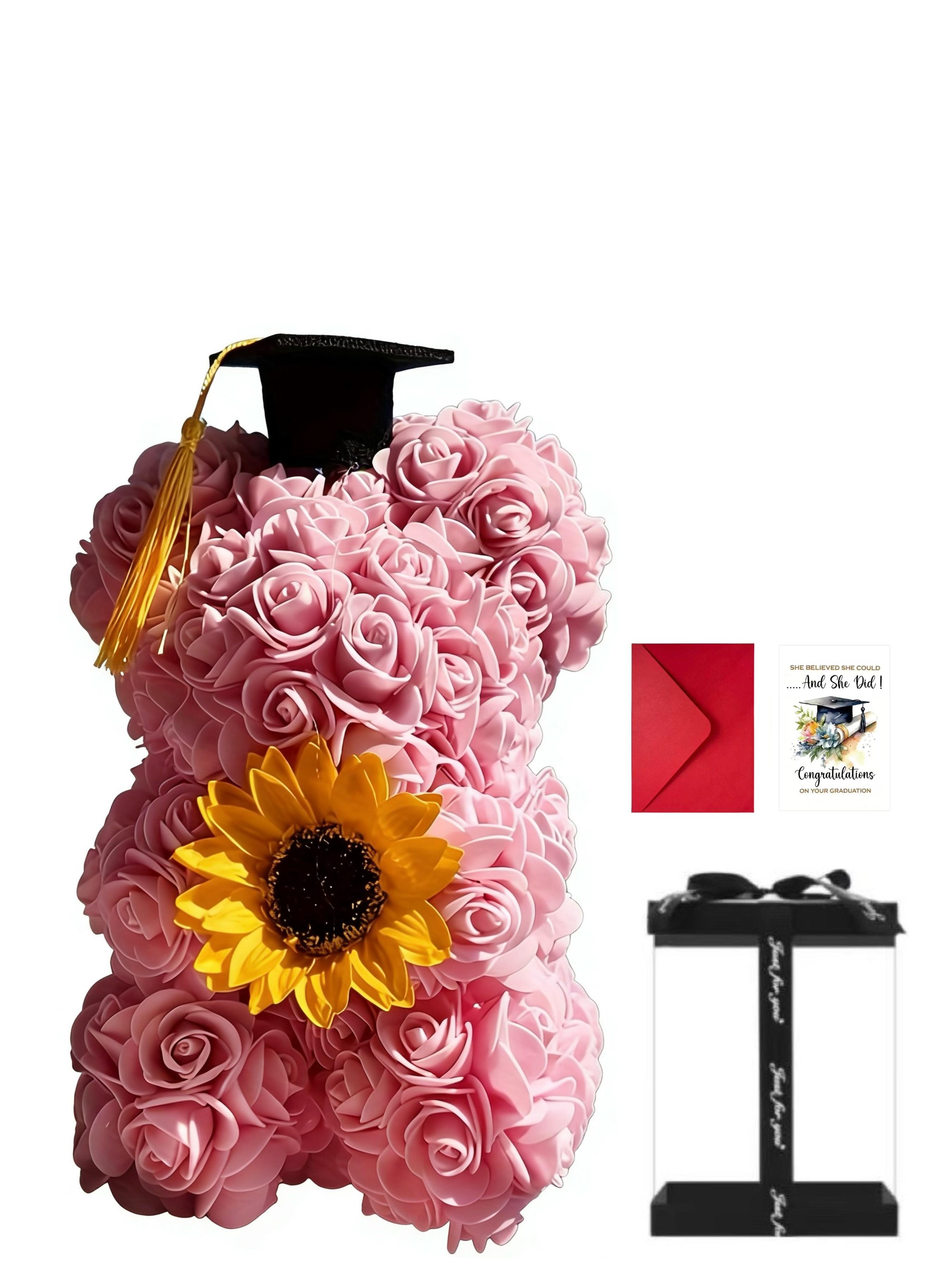 Eternal Rose Bear Bubble Flower Gift Set, Perfect Graduation Present, Unique Floral Design, Ideal for Special Occasions