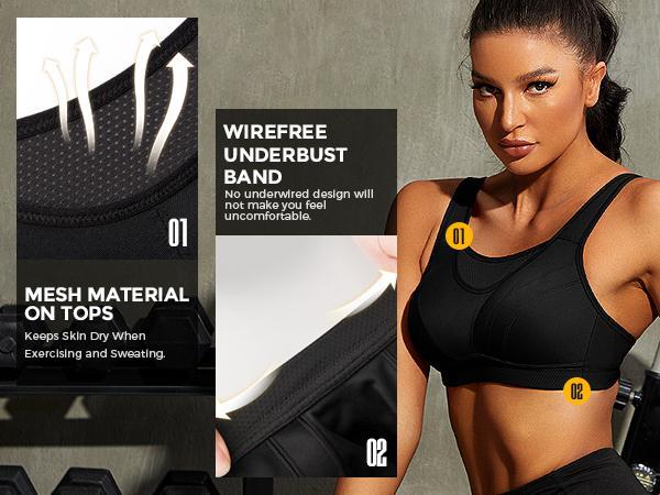 Wingslove High Impact Sports Bras for Women Plus Size Non Padded Wirefree Workout Bra Bounce Control