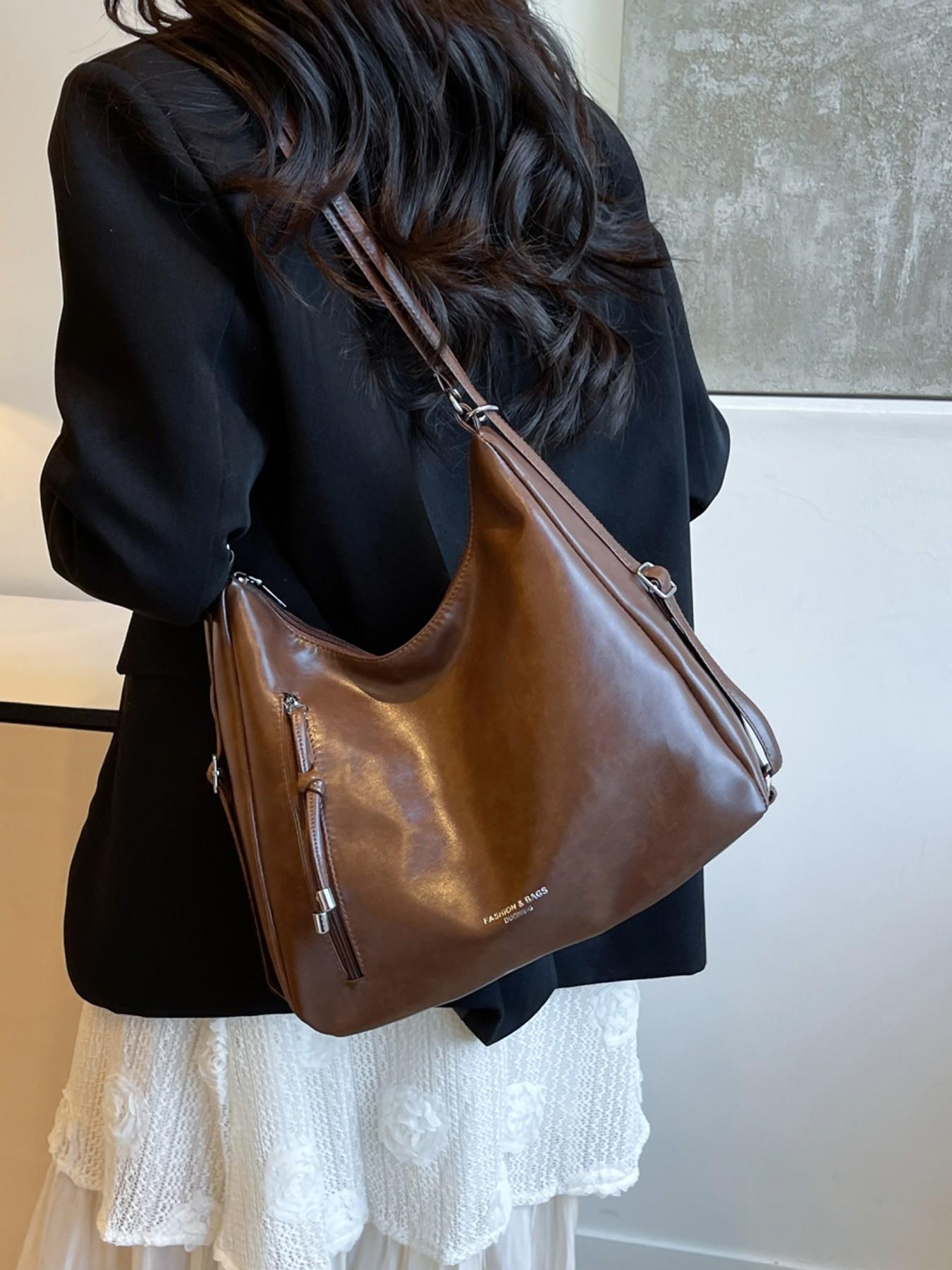 Simple and casual versatile texture shoulder bag, fashionable and personalized niche large capacity backpack, with external zipper pocket design, can accommodate tablets and headphones, suitable for commuting and shopping, Stylish Daypacks