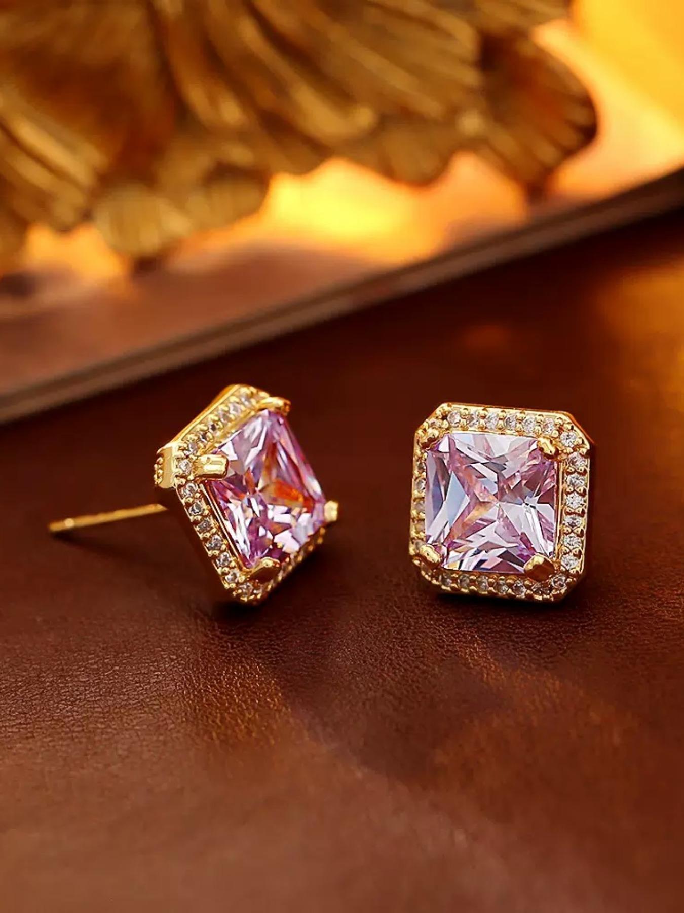 European and American High-End Square Earrings, Zircon Inlay, Light Luxury Full Diamond Ear Jewelry, Elegant and Stylish Accessories European and American High-End Square Earrings, Zircon Inlay, Light Luxury Full Diamond Ear Jewelry, Elegant and Stylish Accessories