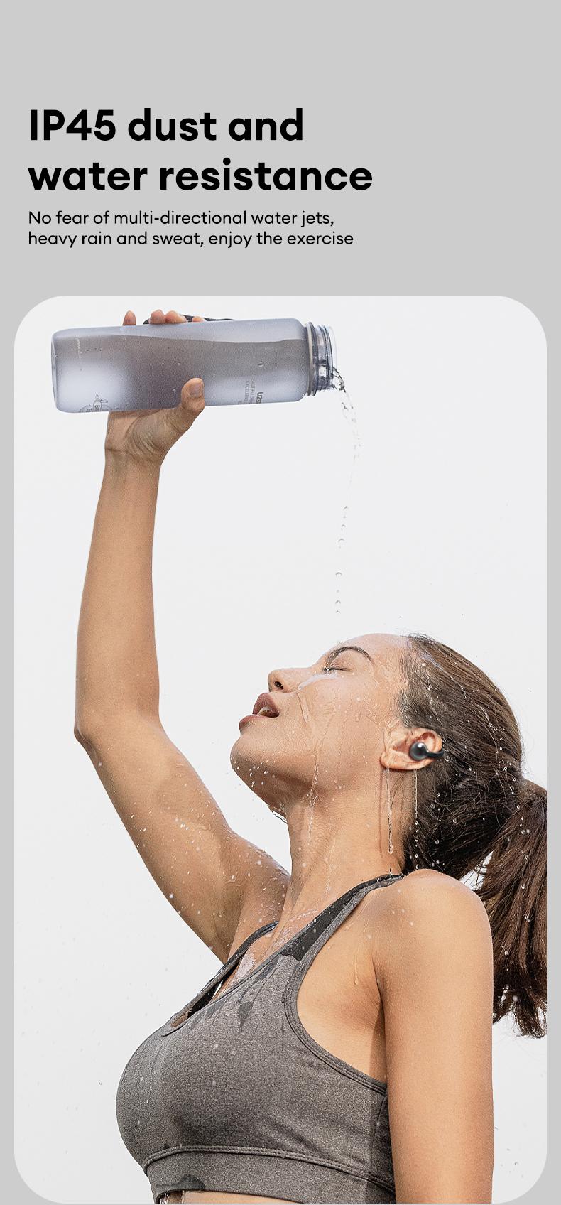 Clipbus7 Clip-on Design Earphones, Upgraded Panoramic Sound Headset, Comfortable Wearing & IPX5 Waterproof Sports Earbuds for Work, Fitness