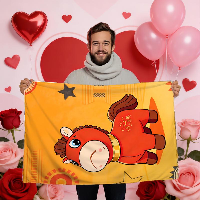 Cry Horse Theme Blanket, High-Weight Flannel Fabric, Soft and Warm, Anti-Wrinkle, Easy Clean, Perfect Gift for Friends and Lovers, Happy Blanket Gifts