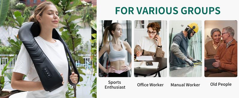 MASGRE 3D Neck & Back Massager with Soothing Heat – Deep Kneading Pillow for Shoulders, Legs, Home, Office & Car Relaxation Gift Adjustable MASGRE 3D Neck & Back Massager with Soothing Heat – Deep Kneading Pillow for Shoulders, Legs, Home, Office & Car Relaxation Gift Adjustable