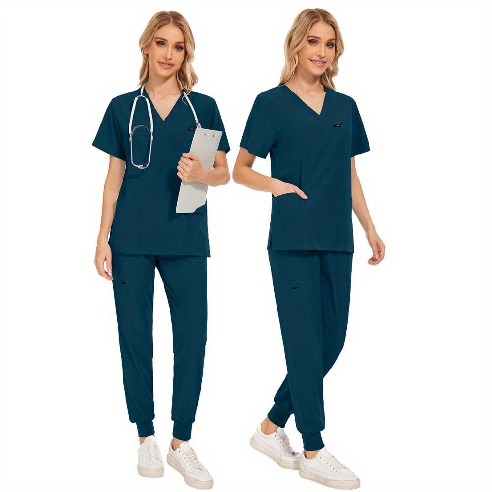 Unisex Uniforms Beauty Costume Women Nurse Doctor Set Clinic Workwear Pet Vet Tops Pants Comfortable Leisure Care Center Daily Practical Work Clothes Set