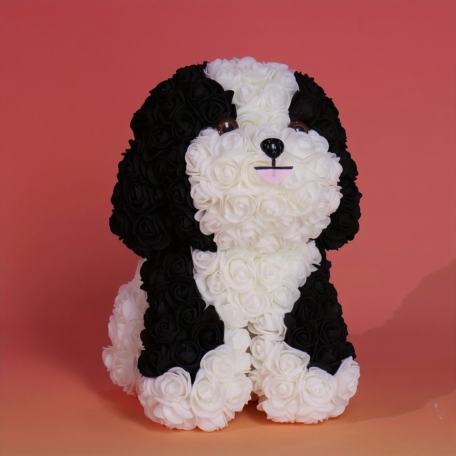 Cute Rose Flower Dog Ornament, 30cm Decorative Accessory for Home Decoration & Party Gifts, Perfect Gift Idea for Any Occasion