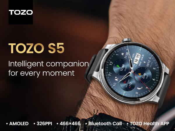 TOZO S5 Smart Watch with Answer/Make Calls 1.43" AMOLED Display 100+ Sport Modes Heart Rate & Sleep Monitor IP68 Waterproof Smartwatch for Men & Women TOZO S5 Smart Watch with Answer/Make Calls 1.43" AMOLED Display 100+ Sport Modes Heart Rate & Sleep Monitor IP68 Waterproof Smartwatch for Men & Women