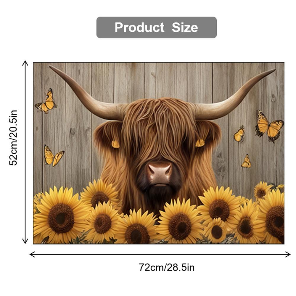 Soft Electronic Stove Panel Protector Pad, Cow Wood Grain Sunflower Design, Scratch Resistant, Easy to Clean, Multi-Purpose Kitchen Cover, Stove Plate