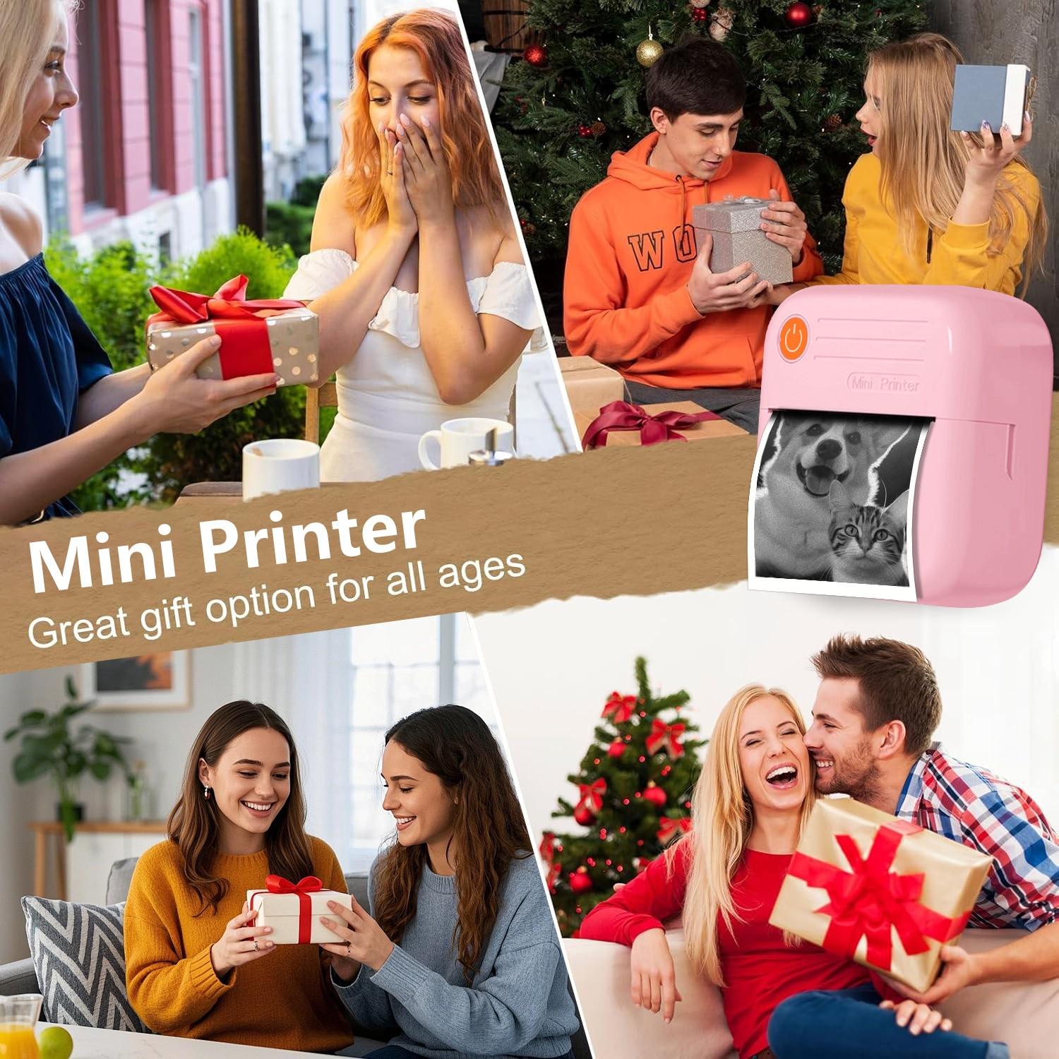Mini Bluetooth-compatible Compatible Thermal Pocket Printer, Inkless Portable Printer, Ideal for Notes and Gifts, Print Photos, Memos, Lists, Diaries