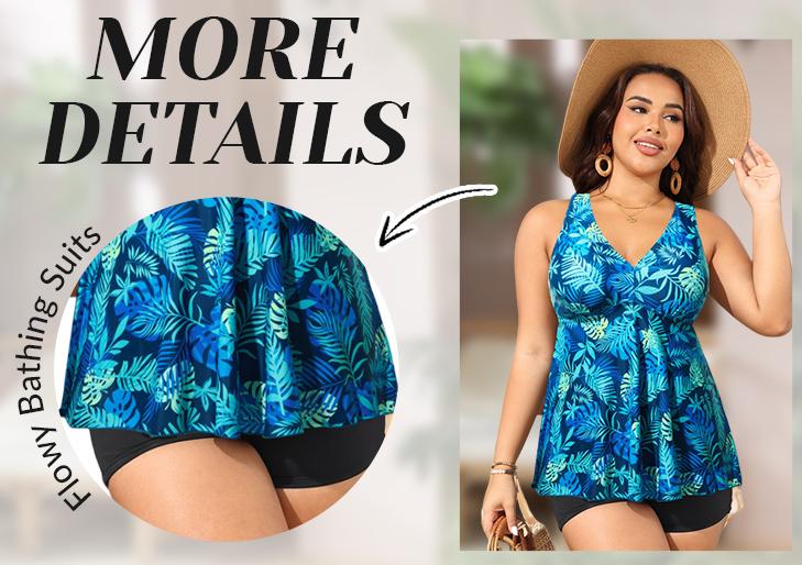 Aqua Eve Plus Size Swimsuits with Shorts Two Piece Tankini for Women Flowy Bathing Suits Athletic Swimwear