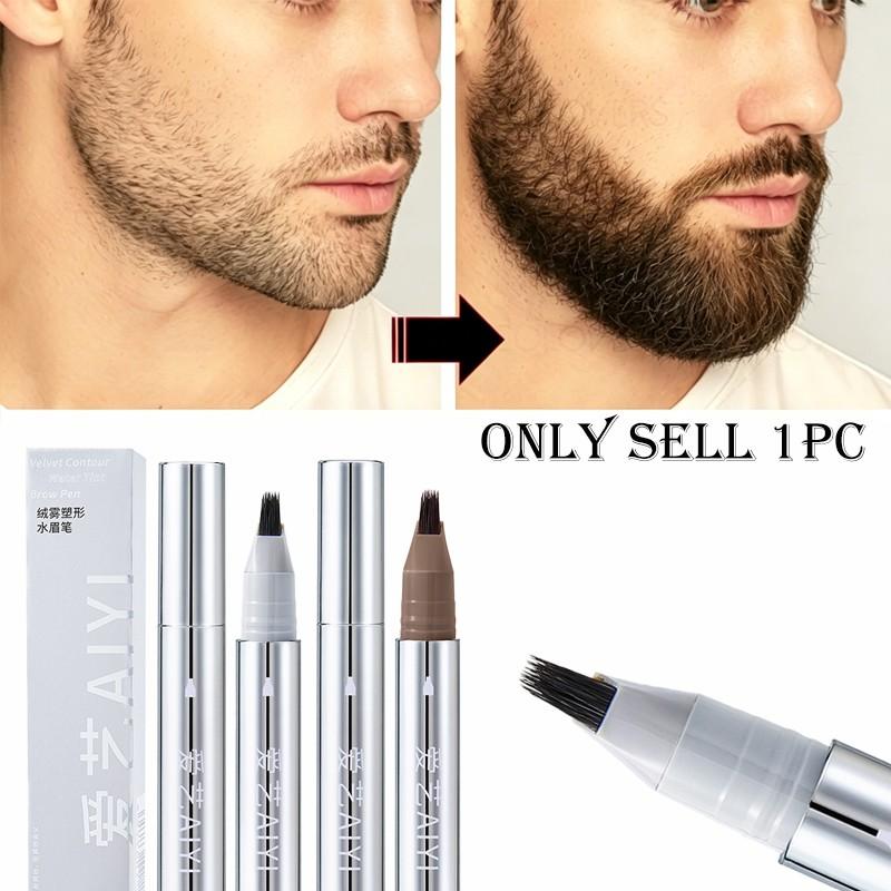 Multi-fork Waterproof Sweatproof Men's Beard Filler Pen Fill Sparse Stubble Fit Hair No Fading Create Thick Natural Beard Keep Long Lasting Neat Style For Daily Outings