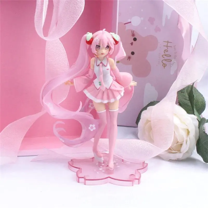 New Anime Hatsune Miku Action Figure Kawaii Collection Model Pink Sakura kawaiii Doll Collectible Toys Cake Decor