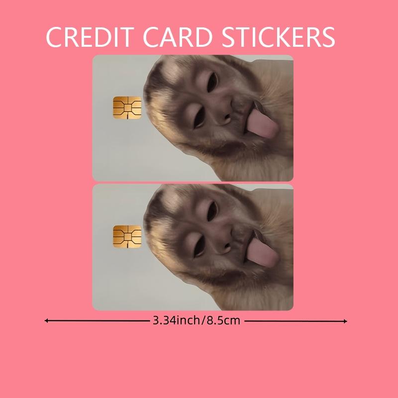 2 Cute and Funny Monkey Sticking Out Tongues Design Pattern Credit Card Skin Cover Waterproof Stickers, Ultra-thin, High-quality, Scratch-resistant. Suitable for Credit Cards, Bank Cards, Transit Cards. Removable Self-adhesive for Most Cards.